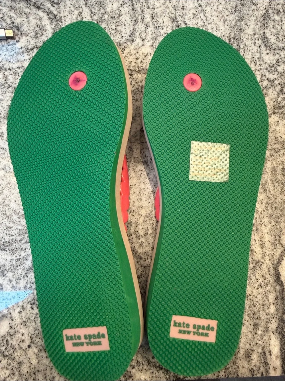 kate spade Pink, Coral & Green Scallop Strap Flip Flops
